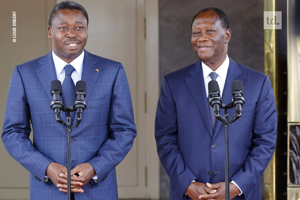Faure Gnassingbé (G) et Alassane Ouattara lundi à Abidjan