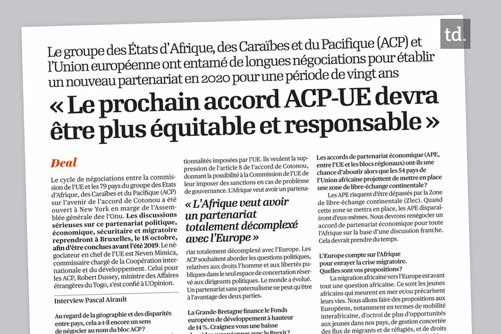 Une démarche unitaire pour parvenir à un accord avec l'UE